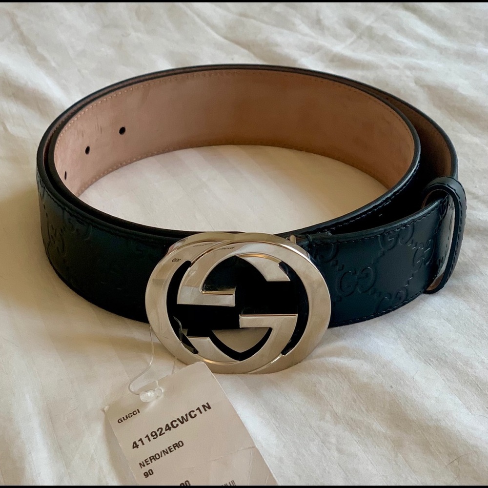 NWT L Men’s Black Gucci Belt. Size 90/36.